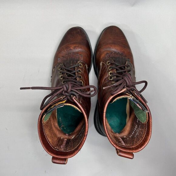 Justin Double Comfort Boots Men's Size 10EEE Briar Pitstop Leather Lace Up USA - Picture 8 of 13